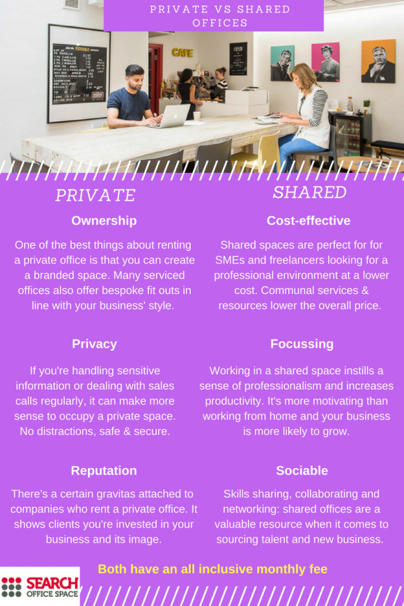Private and shared offices infographic